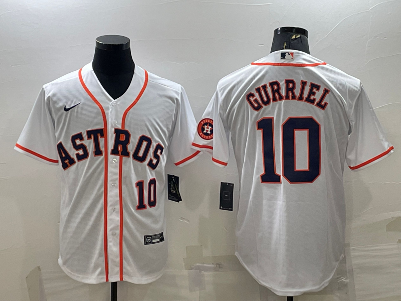 Men's Houston Astros #10 Yuli Gurriel White With Patch Cool Base Stitched Jersey Men's Houston Astros #10 Yuli Gurriel White With Patch Cool Base Stitched Jersey